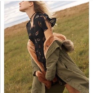 NWT Madewell Belle Silk Peacock Feather Top